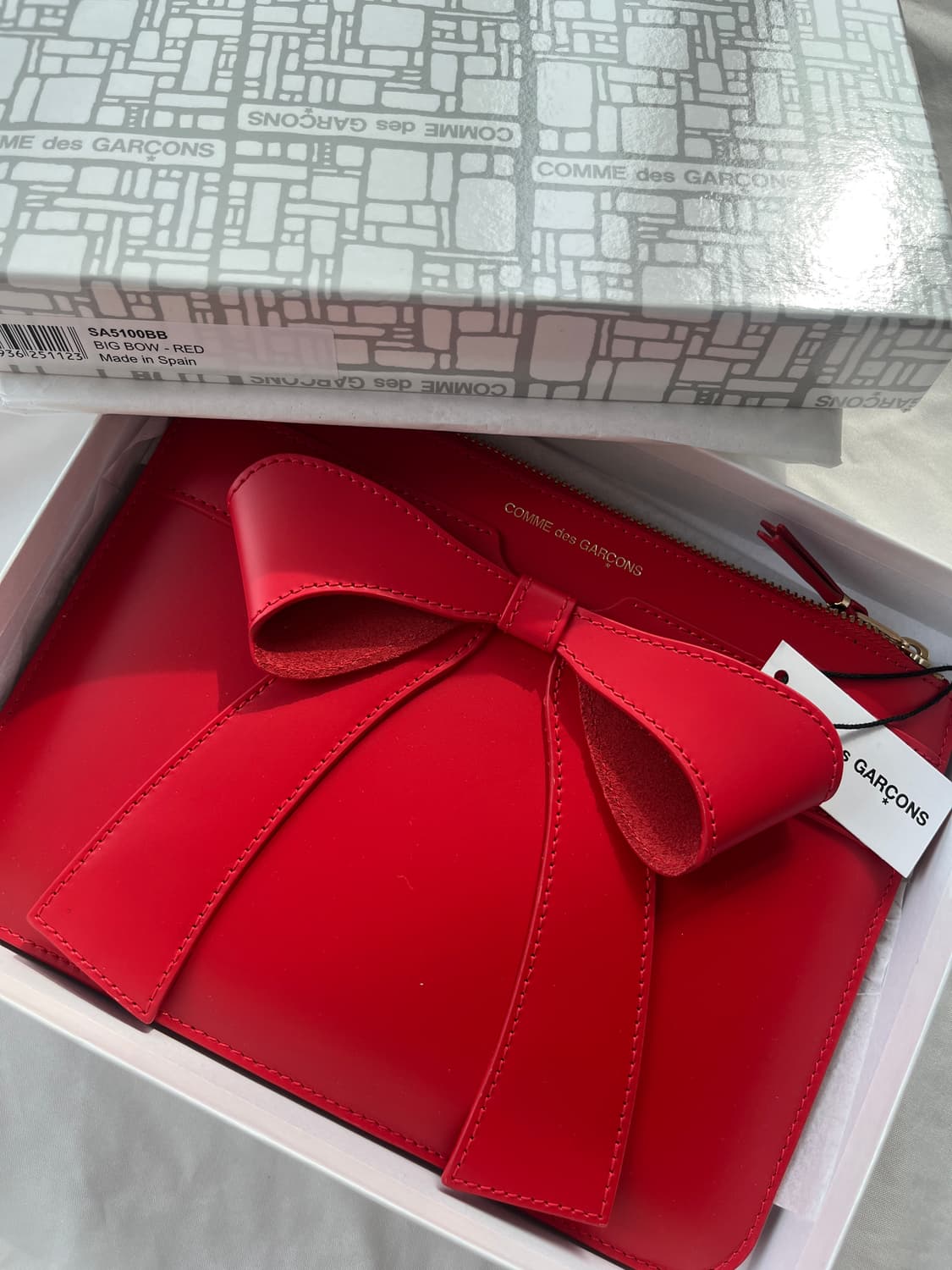 (새상품) 꼼데가르송 빅보우 리본 지갑 레드 상품이미지3