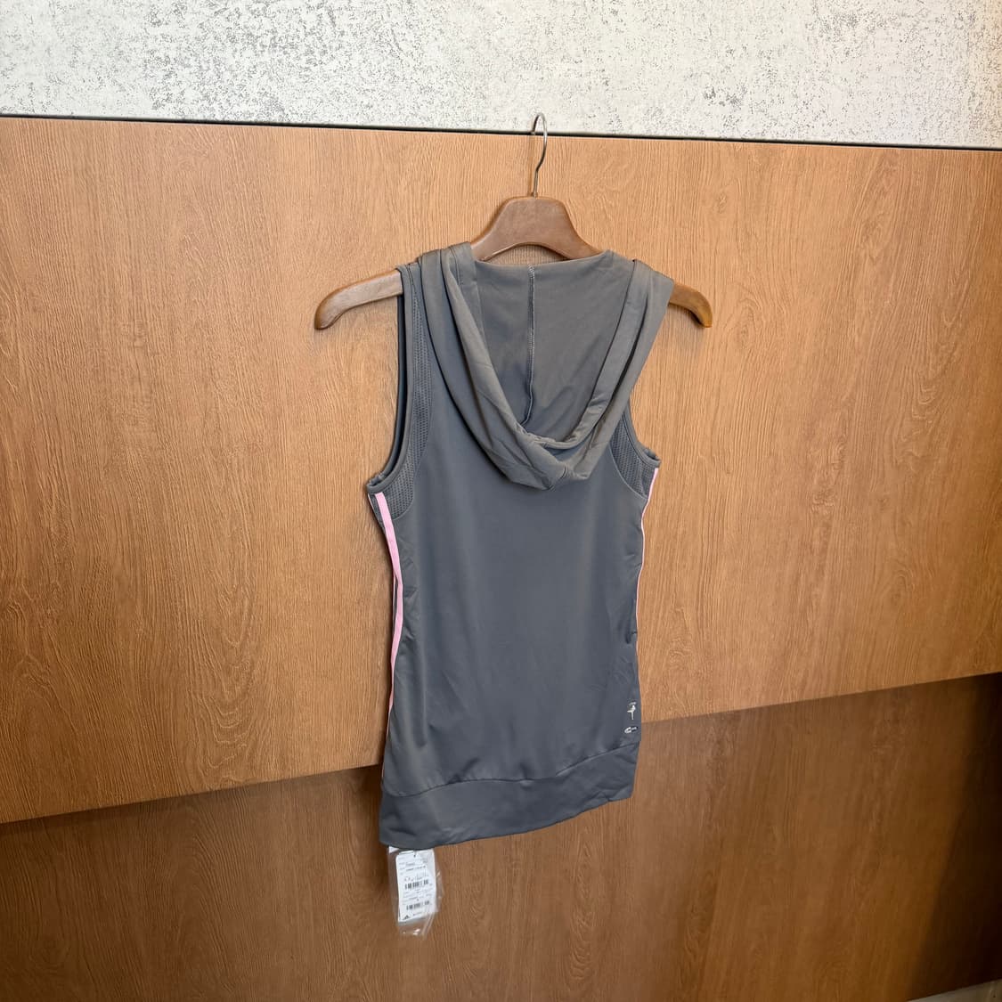 아디다스 슬리브리스 후드 져지 사이드 핑크 삼선 디테일 슬림핏 그레이 상품이미지2