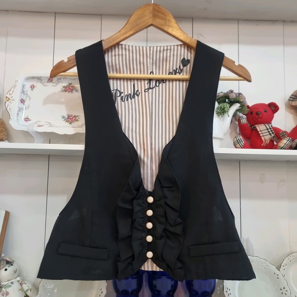 러플 프릴 진주버튼 베스트(조끼) 상품이미지2