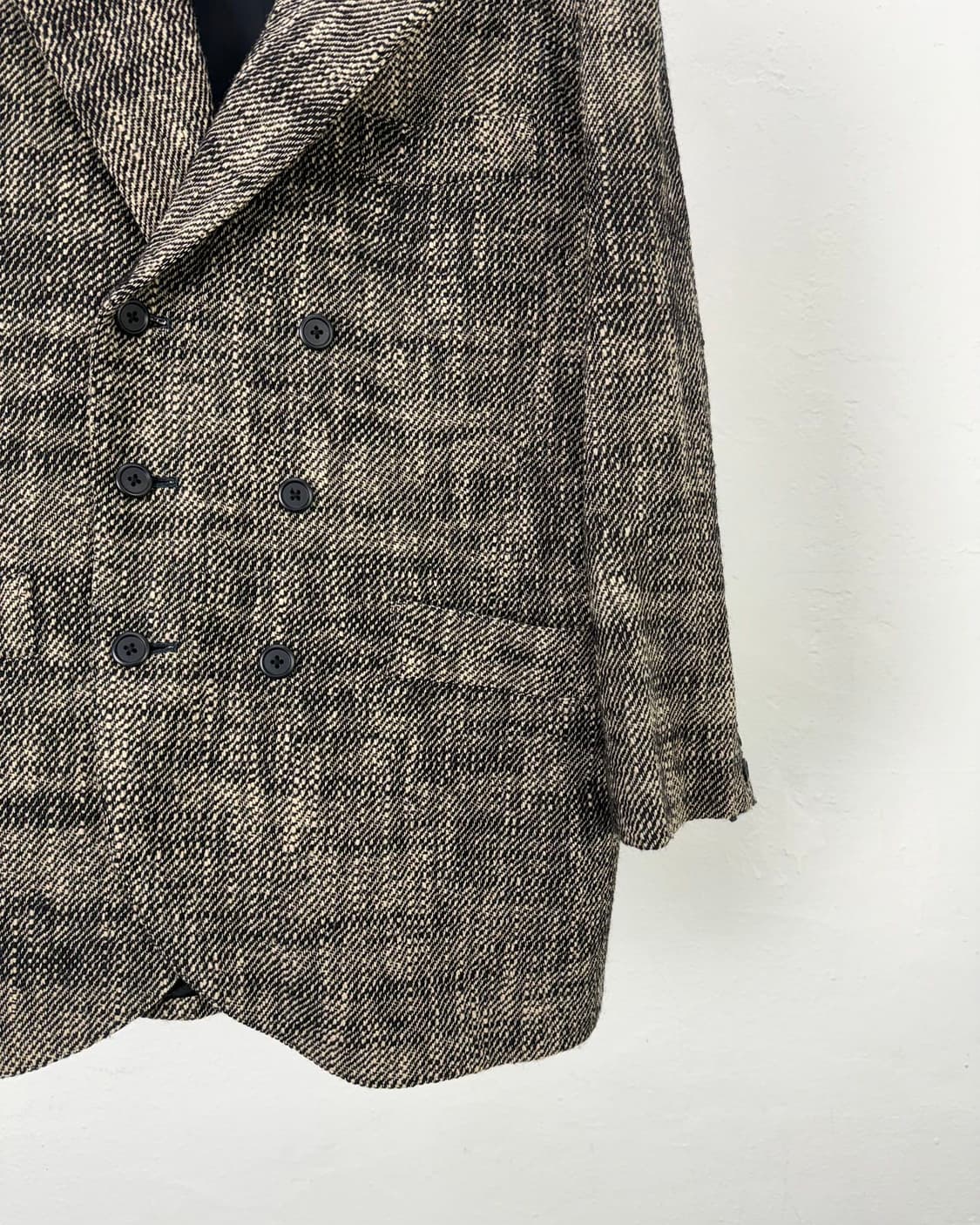 요지야마모토 포 맨 트위드 샤기 더블 브레스티드 울 자켓 상품이미지5