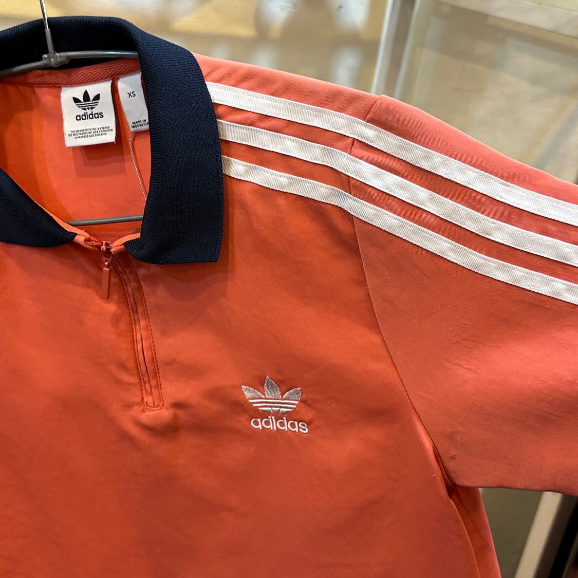 아디다스 삼선 반집업 반팔 티셔츠 XS  상품이미지3