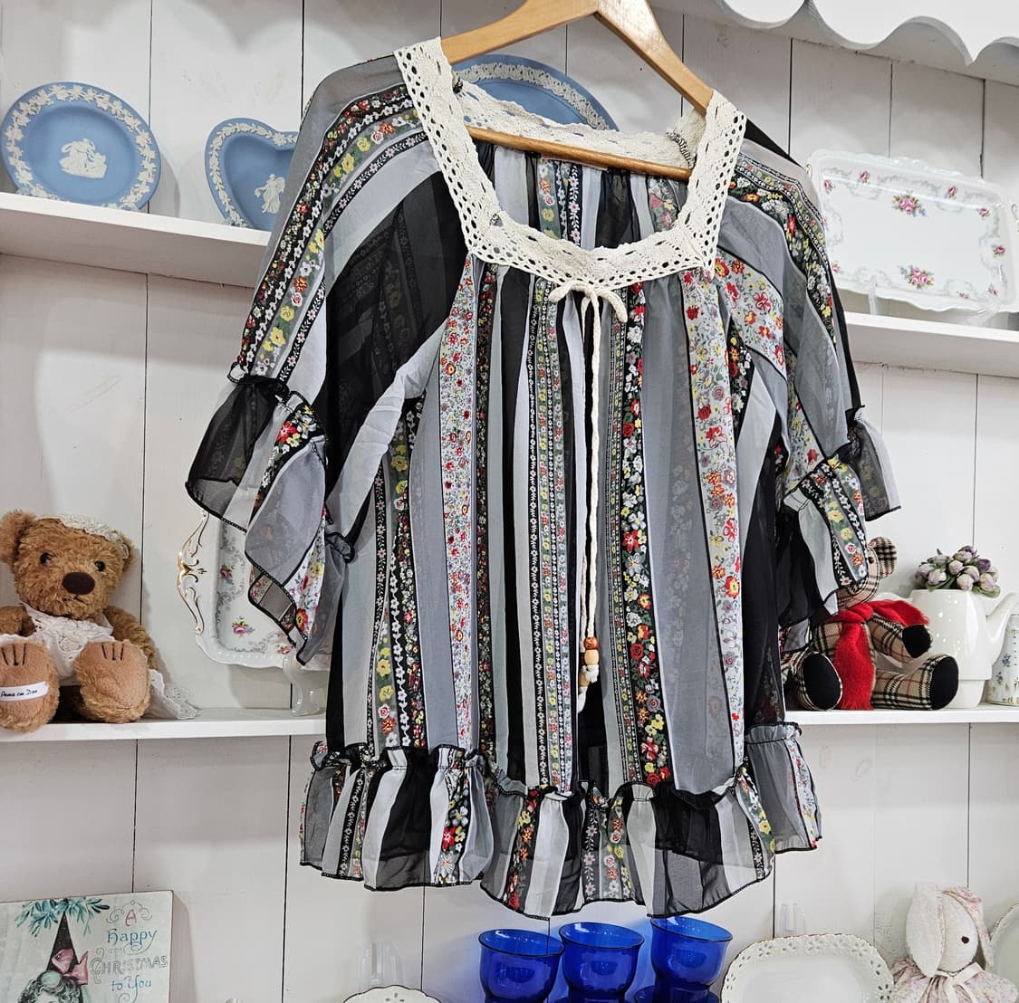 플라워 스트라이프 쉬폰 튜닉 상품이미지3