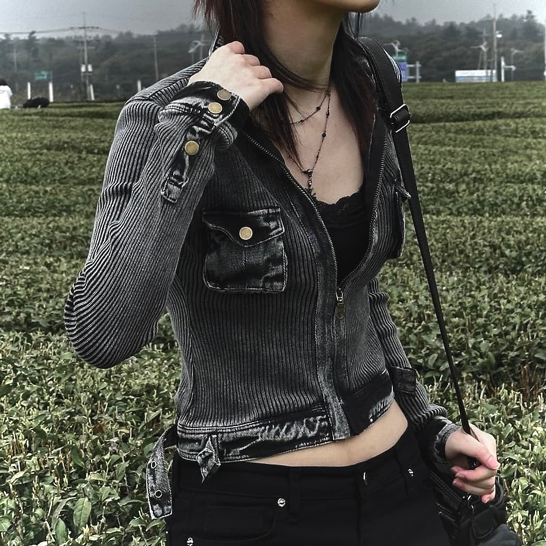 블랙 시보리 슬림 자켓  상품이미지1