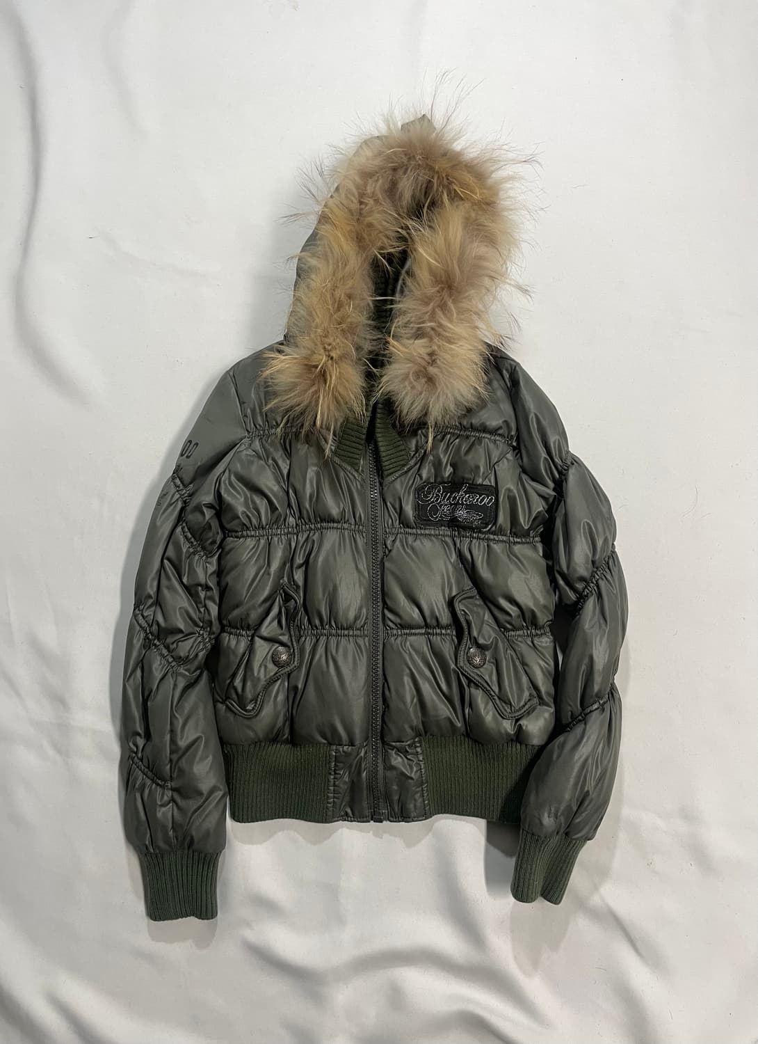 리얼 라쿤 울프죠 딱붙 퍼 후드 봄버 상품이미지2