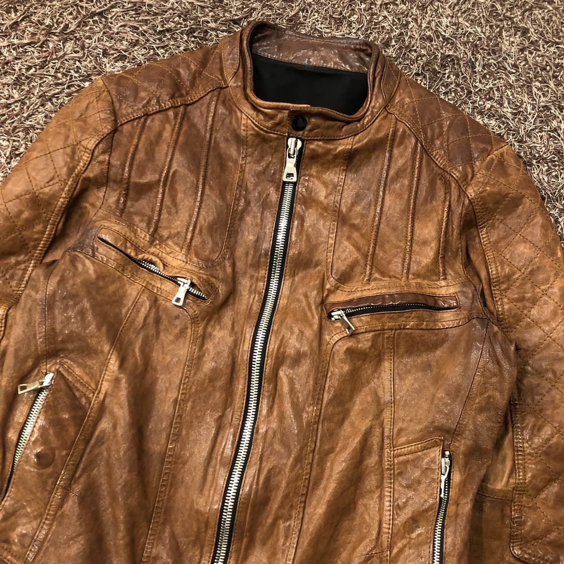 빈티지 양가죽 바이커 레더 가죽 라이더 자켓 상품이미지2