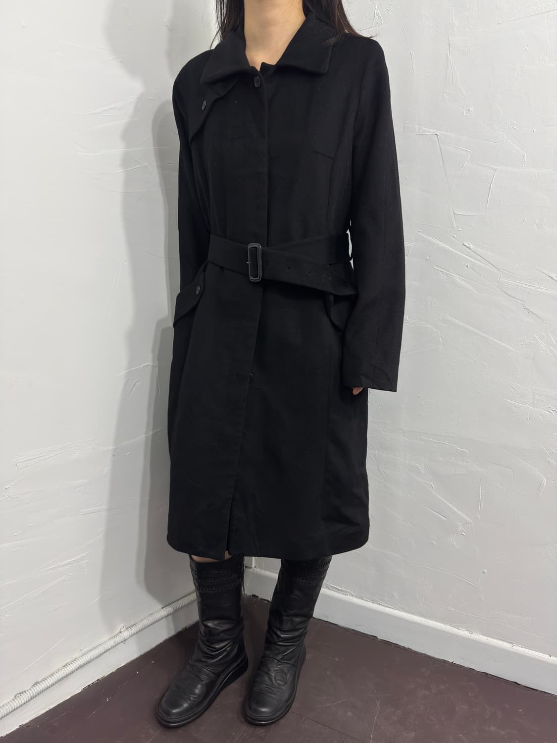 chrome belt cashmere long coat 상품이미지4