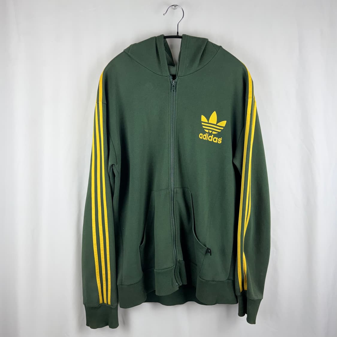(F) 아디다스 데상트 올드스쿨 빅로고 후드집업 그린/옐로우 상품이미지2