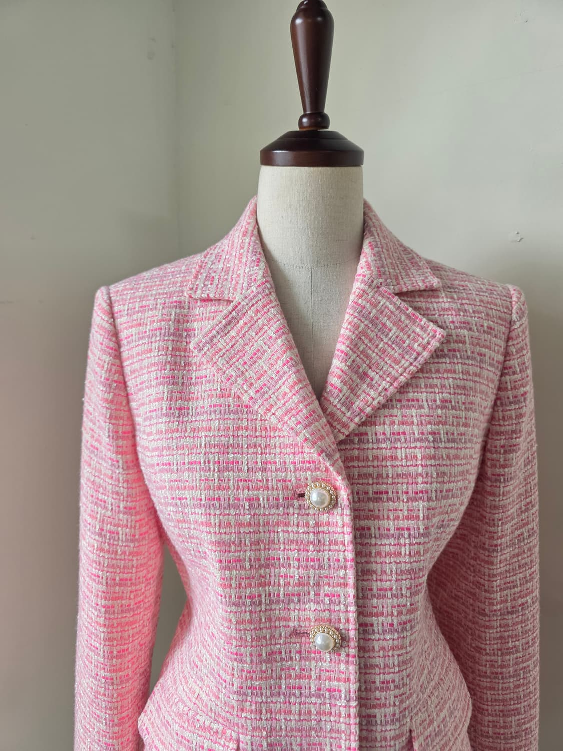 핑크 트위드 진주 버튼 자켓 상품이미지3