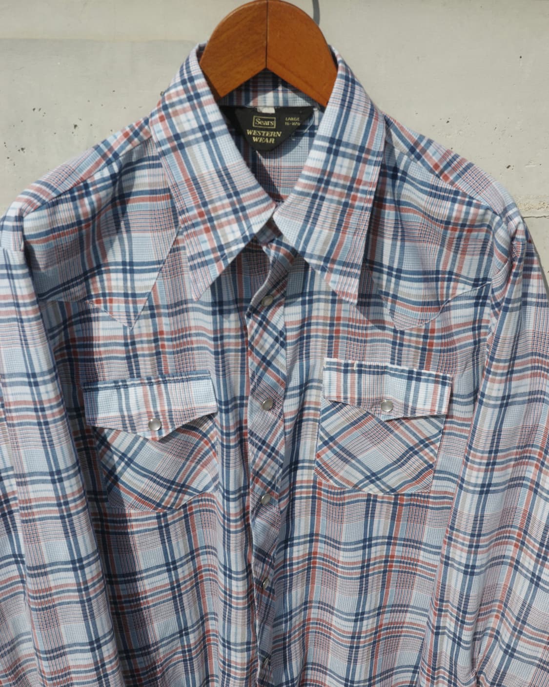 70s Sears Western wear 체크 웨스턴 셔츠 상품이미지2