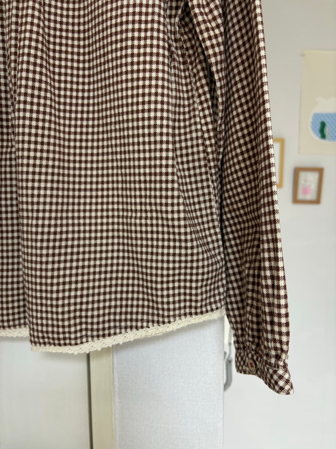 브라운 체크 코튼 셔츠 상품이미지6