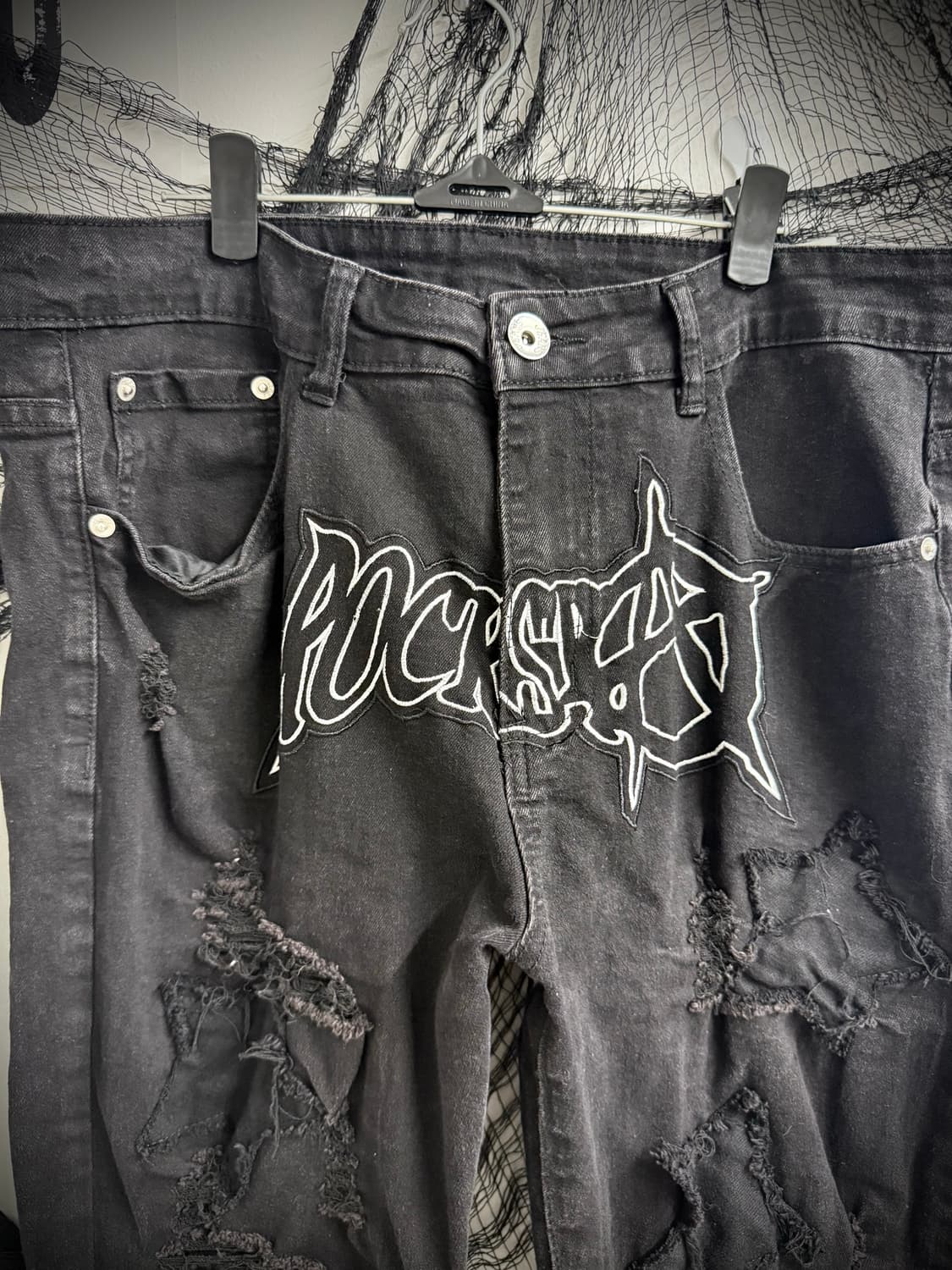 Punk embriodery damaged pants 상품이미지2