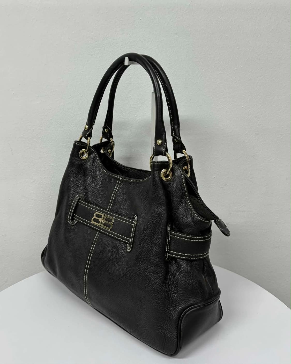 발렌시아가 00s 가죽 금장 숄더 호보백 블랙 토트 상품이미지3