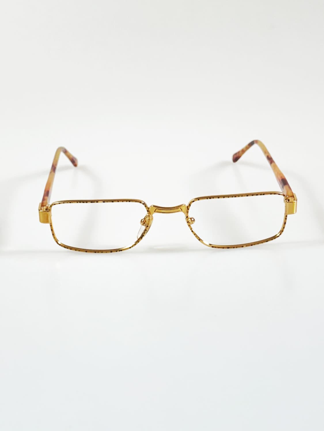 90s 골드 토르토이즈 슬림 스퀘어 빈티지 안경 상품이미지1
