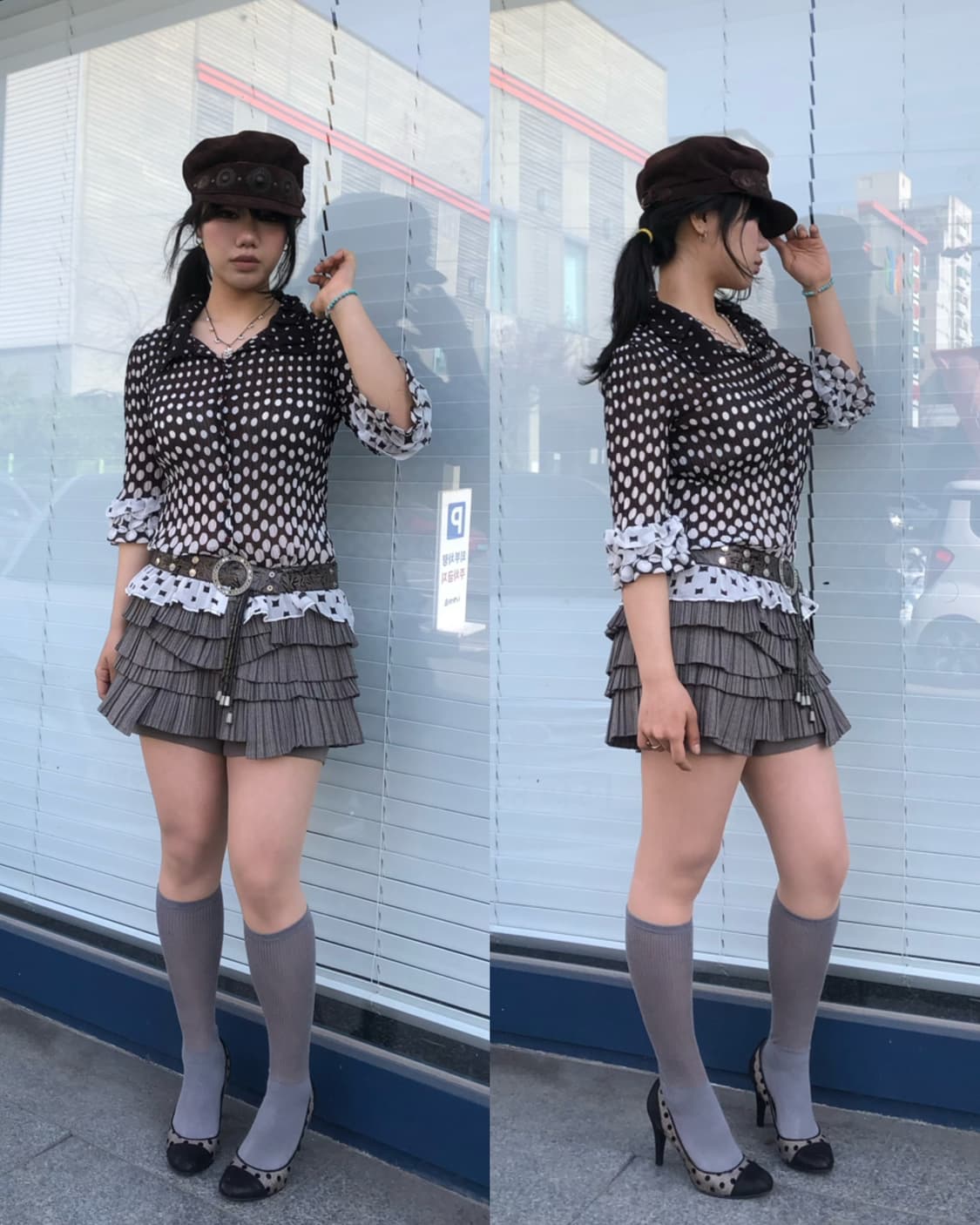 O’2nd ash brown ruffle layered skort 상품이미지2