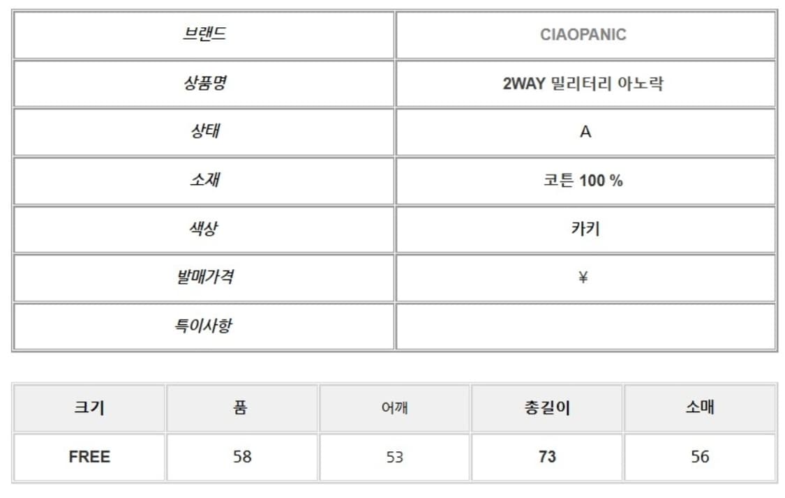 차오패닉 2way 밀리터리 아노락 상품이미지6