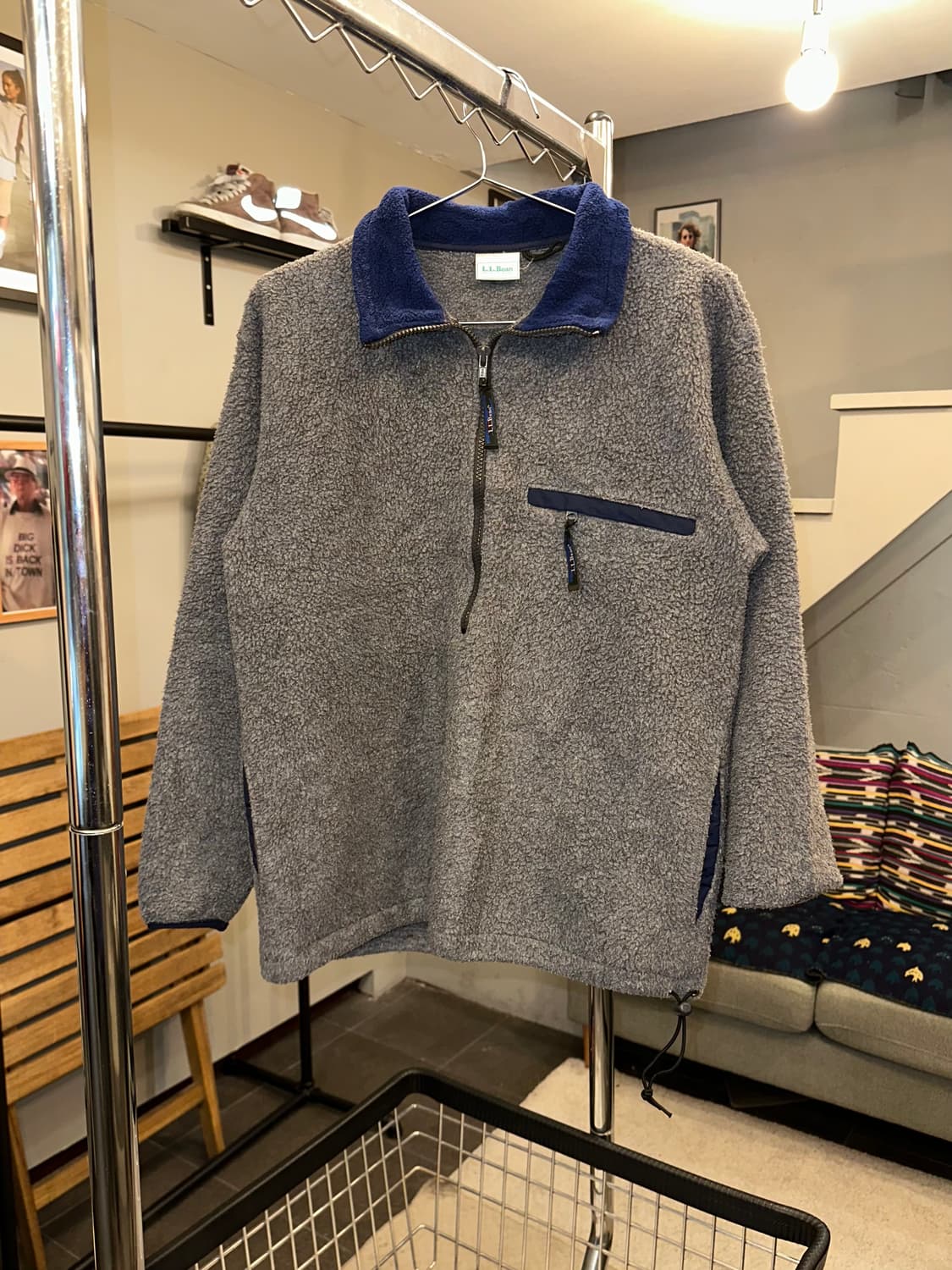 90’s LL Bean grey fleece half zip-up 상품이미지3