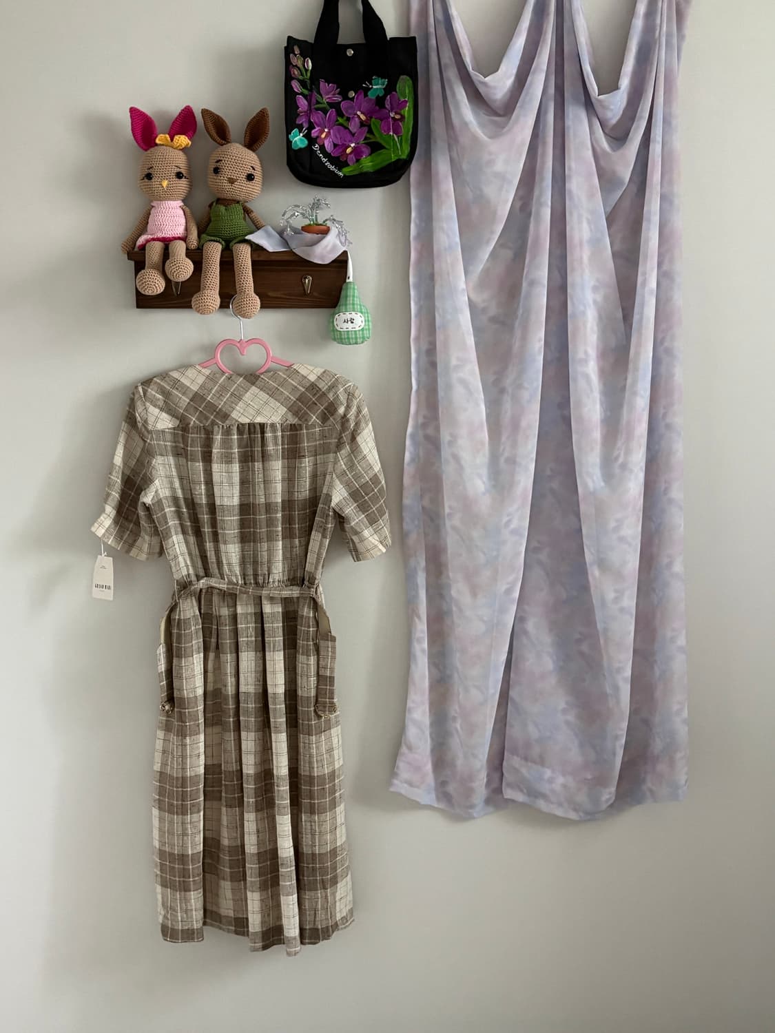 베이지 체크 원피스 상품이미지3