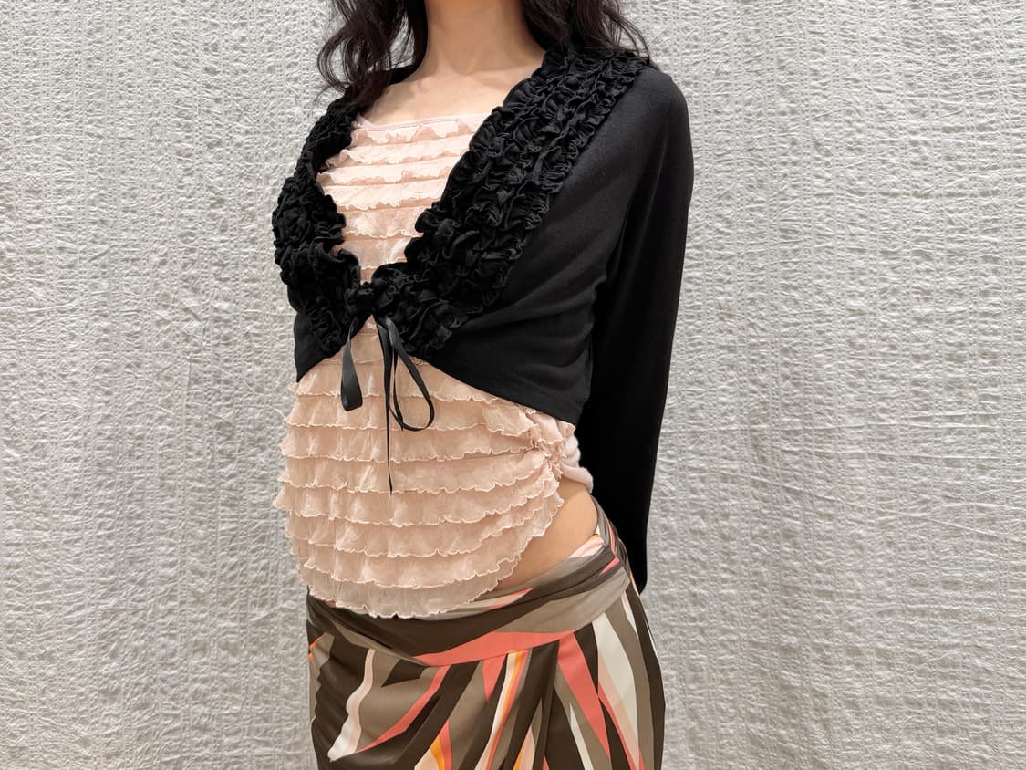 frill string crop cardigan 상품이미지1