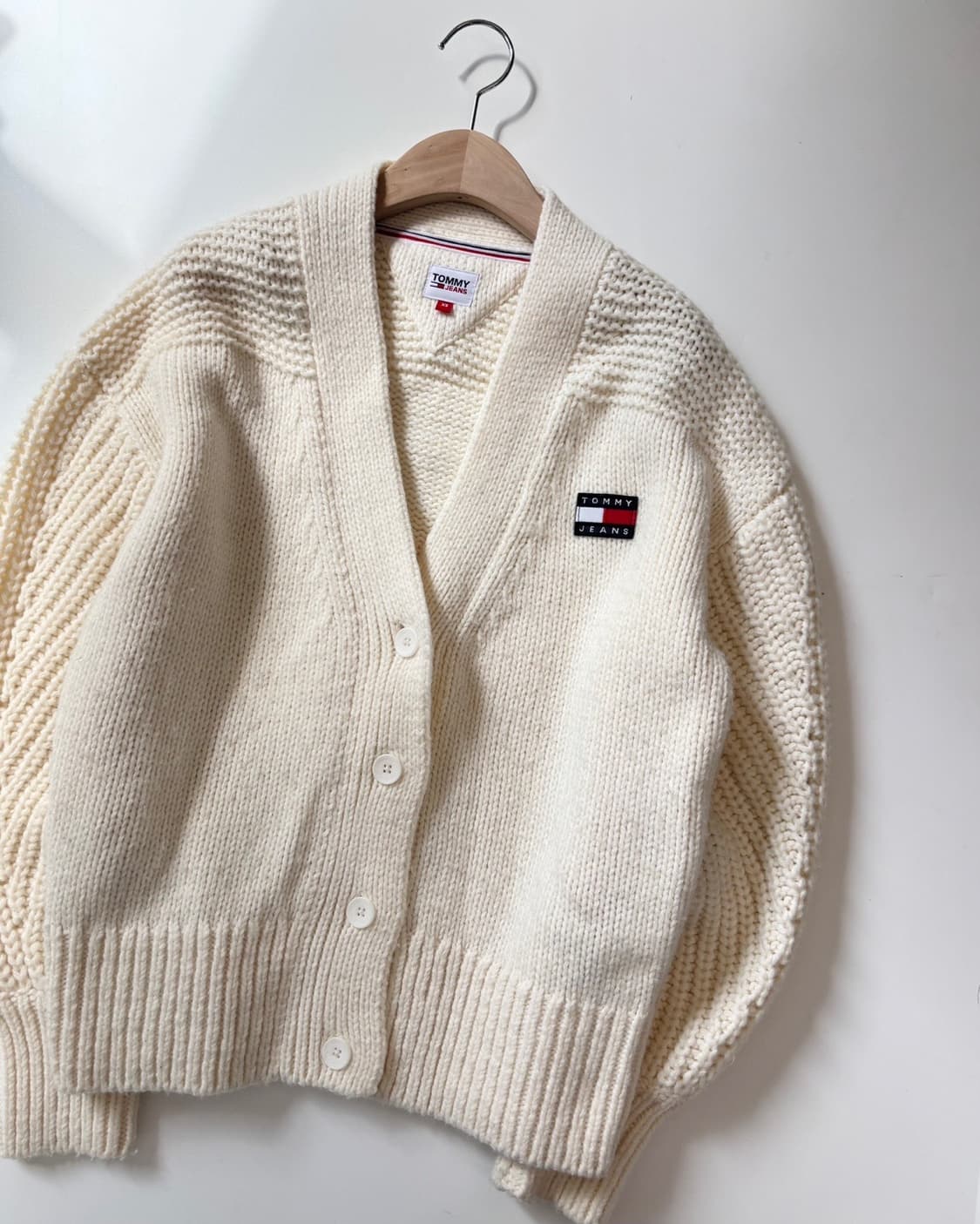 TommyJeans 타미진스 아이보리 울 니트 가디건 상품이미지1