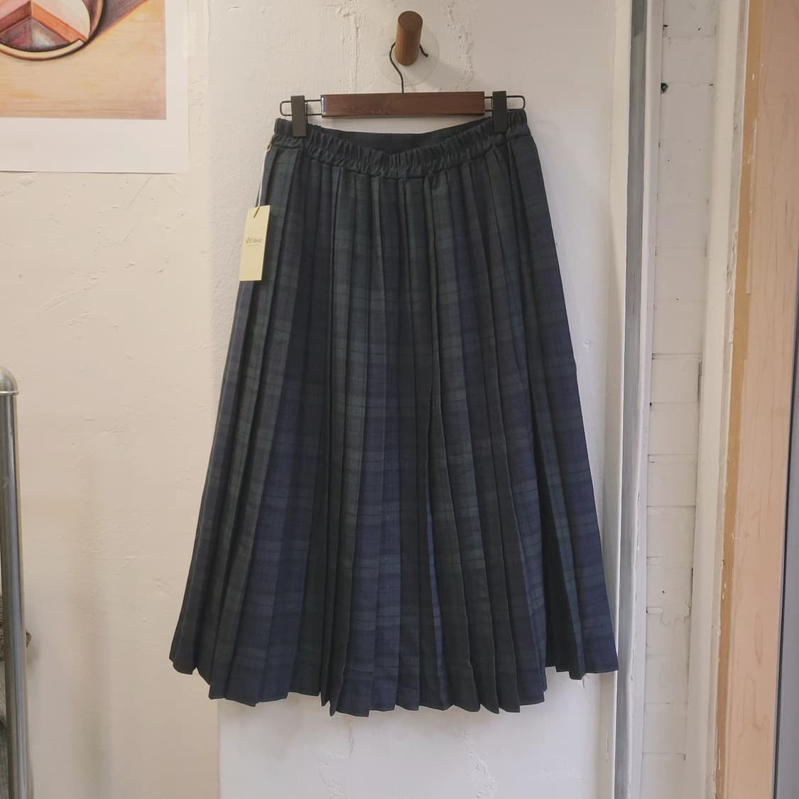 어스뮤직 체크 플리츠 밴딩스커트 상품이미지1