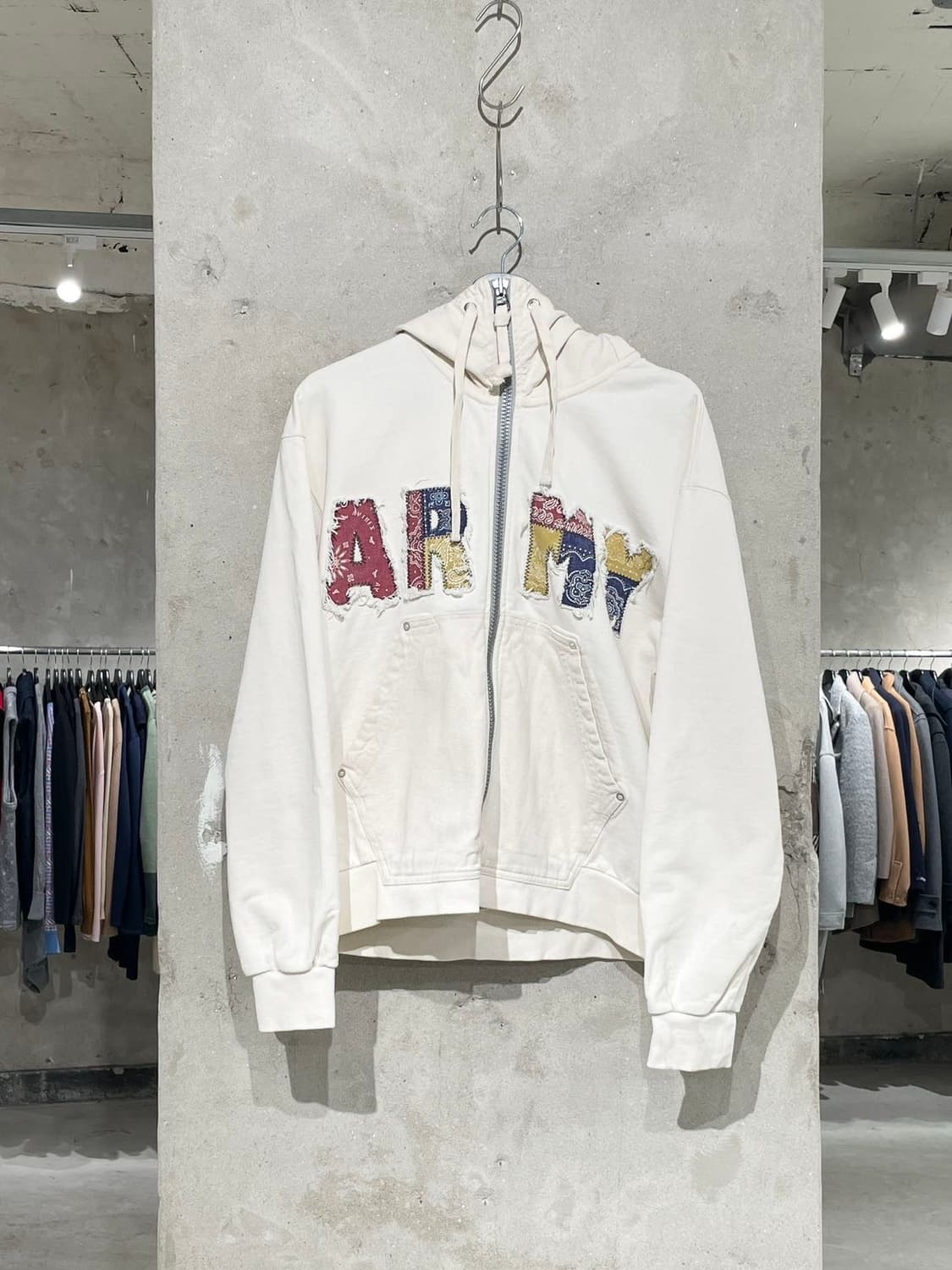 아비렉스 크림 타입 블루 army 후디 집업 상품이미지1