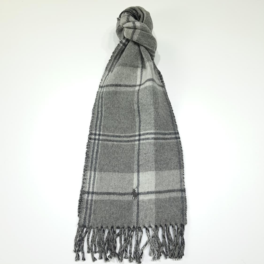MX526 폴로 00s 이태리판 울 양면 체크 그레이 머플러 목도리 상품이미지1