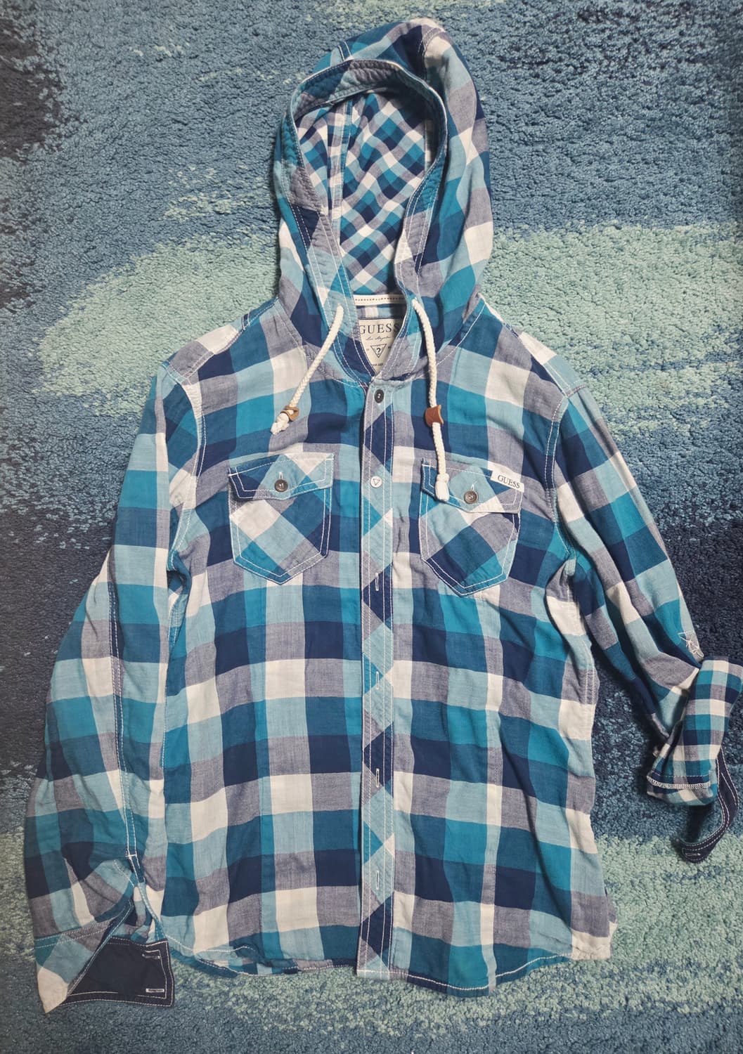 GUESS 체크셔츠 단추 후드 집업 상품이미지1