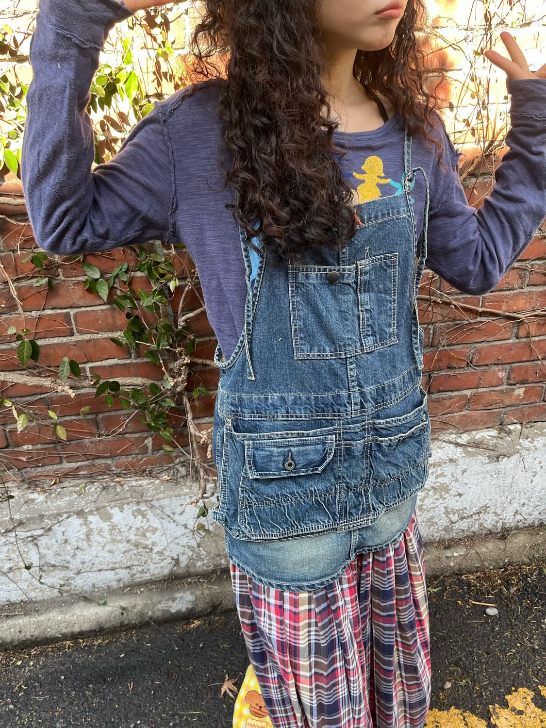 빈티지 데님 멀티 포켓 레이어드 원피스 상품이미지3