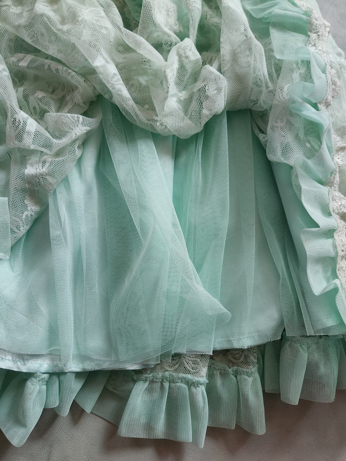 엑시즈팜 민트 레이스 레이어드 스커트 상품이미지6