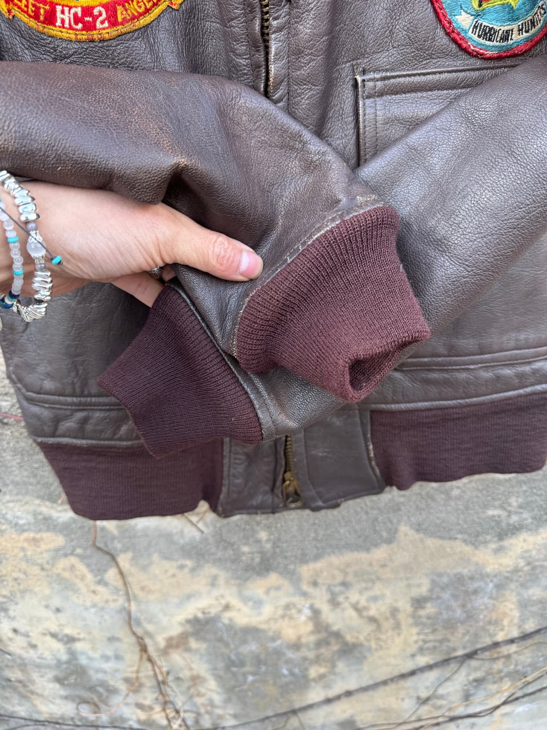 70s 미군 미해군 usn g-1 풀패치 레더 가죽 자켓  상품이미지7