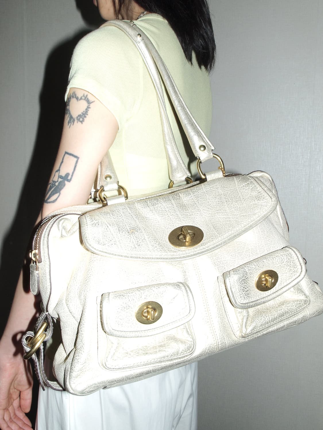 Metallic Indie Pink Satchel Tote Bag 상품이미지1