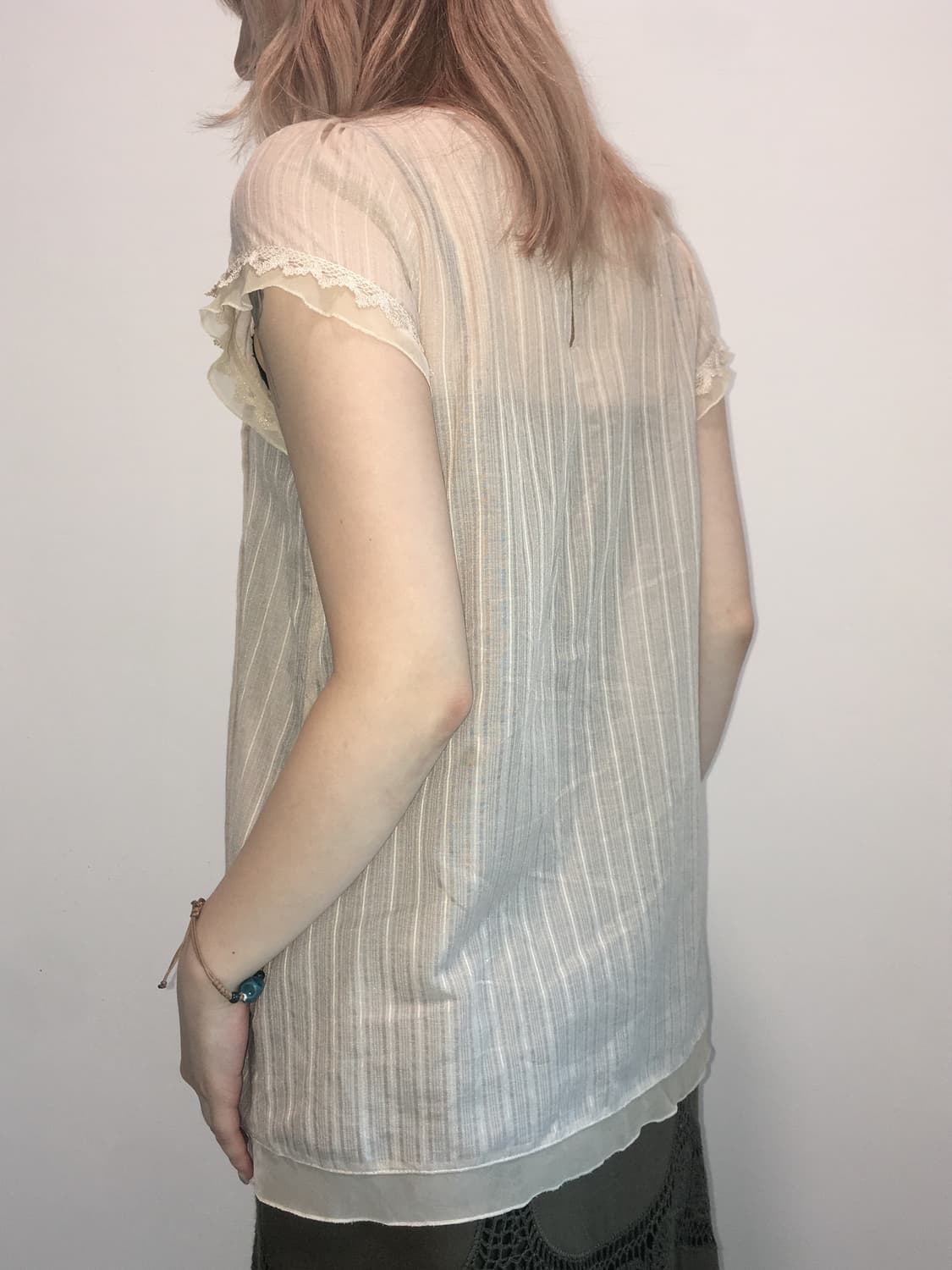Set)Beige flower chiffon blouse + brooch 상품이미지4