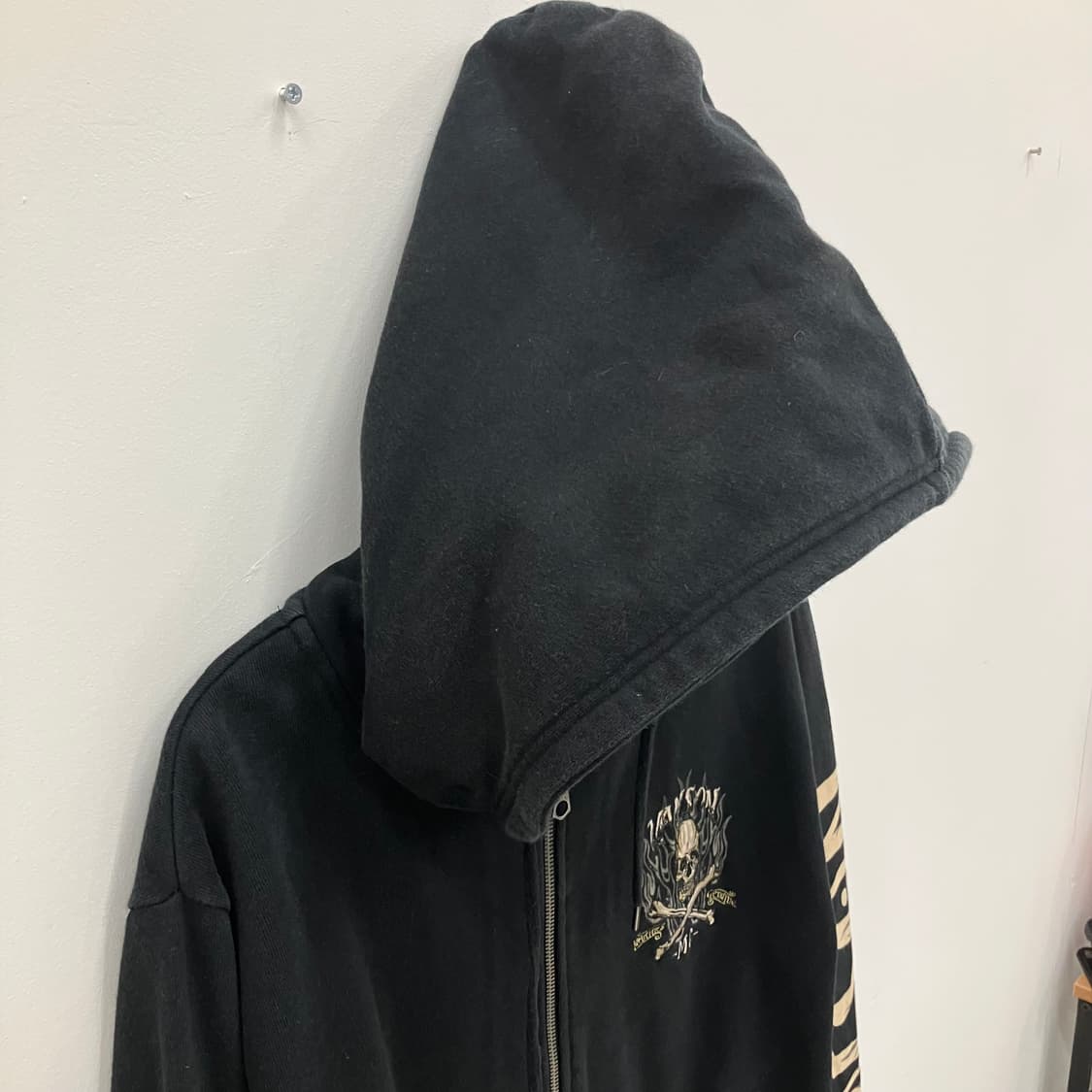 밴슨 레더 블랙 스컬 자수 후드 집업 L 상품이미지4