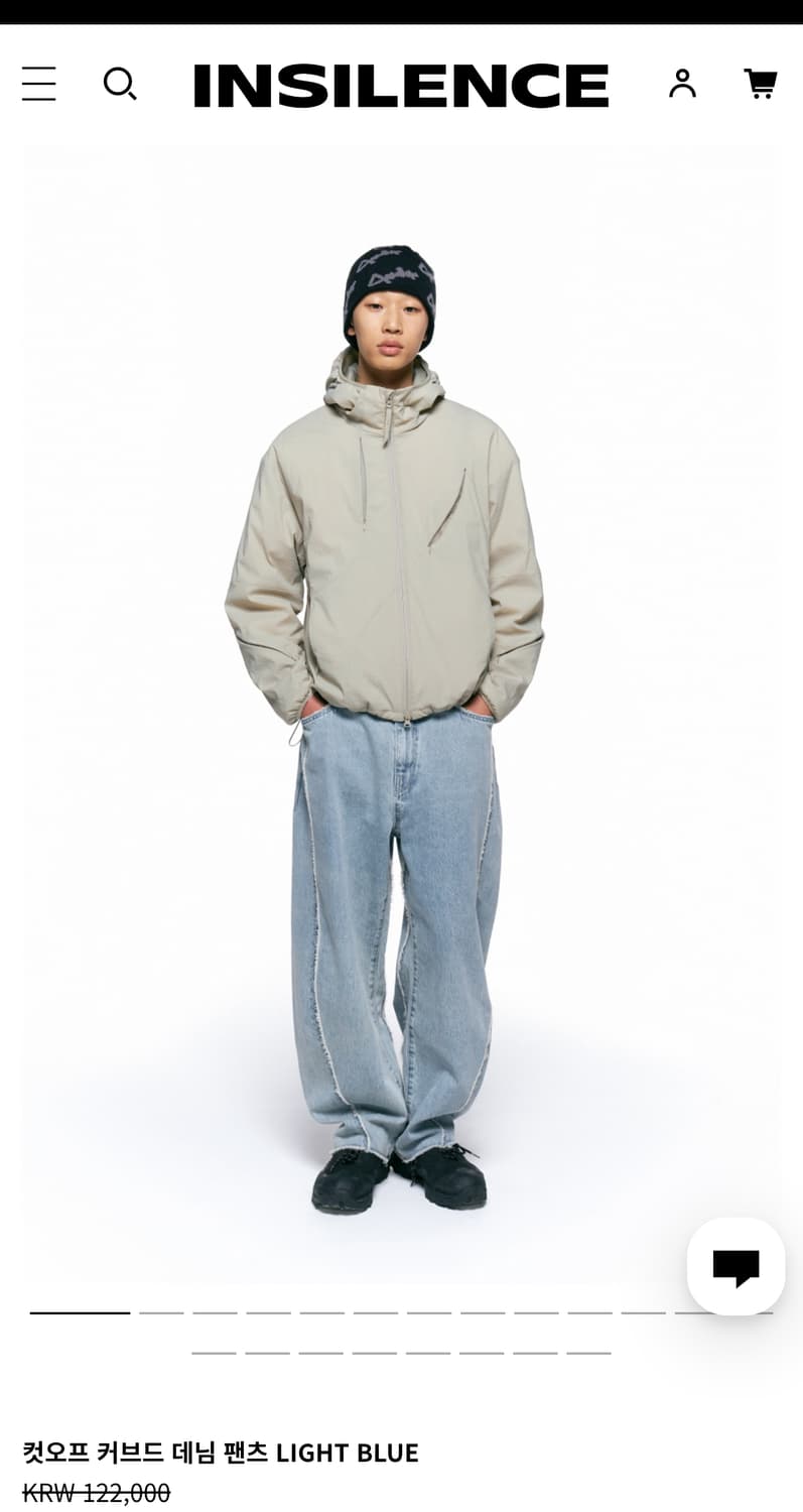 인사일런스 신형 컷오프 커브드 데님 팬츠 청바지 라이트블루 연청 M 33 상품이미지1