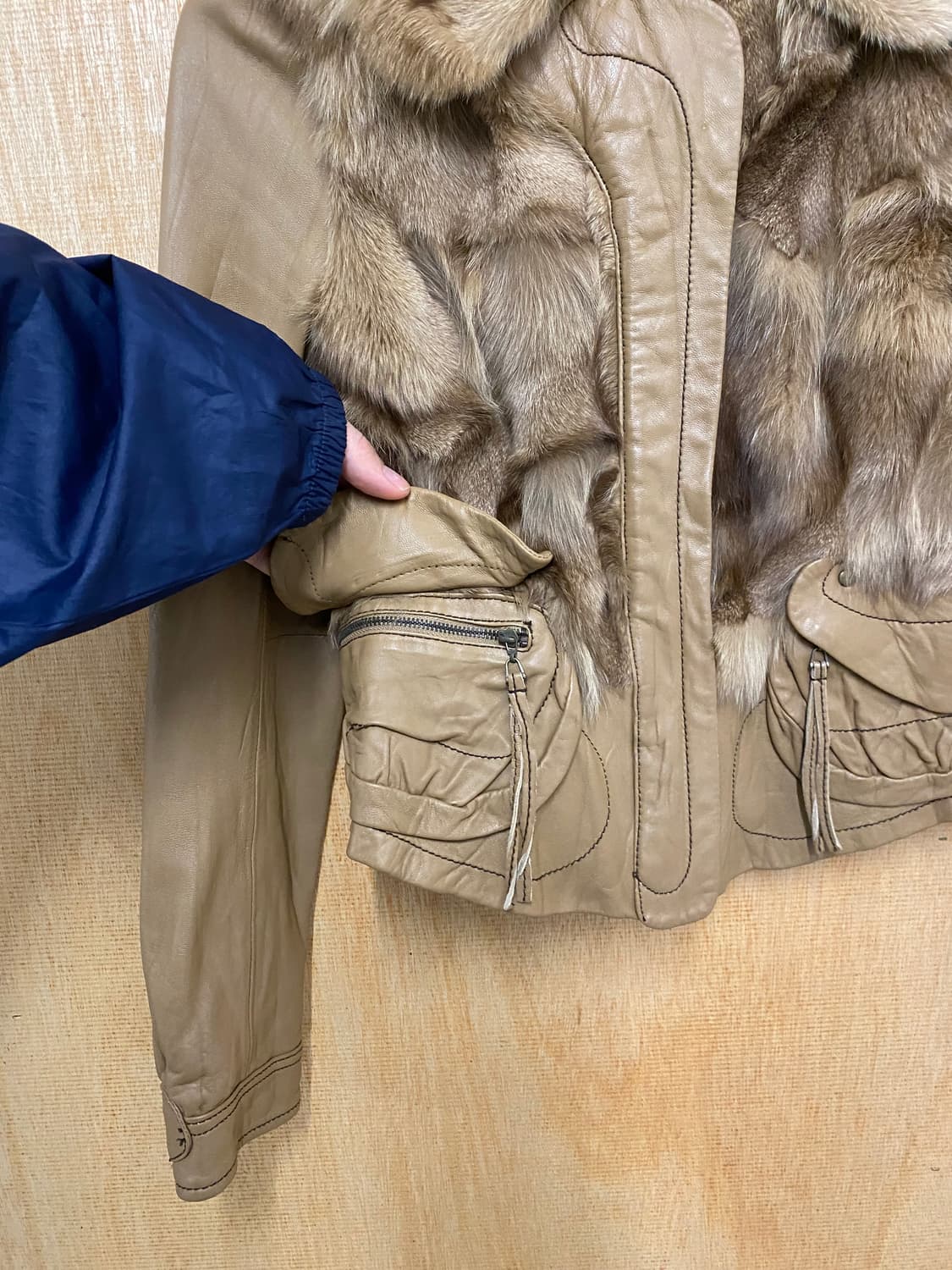 VTG leather grizzly fur Jacket 양가죽 폭스퍼 상품이미지7