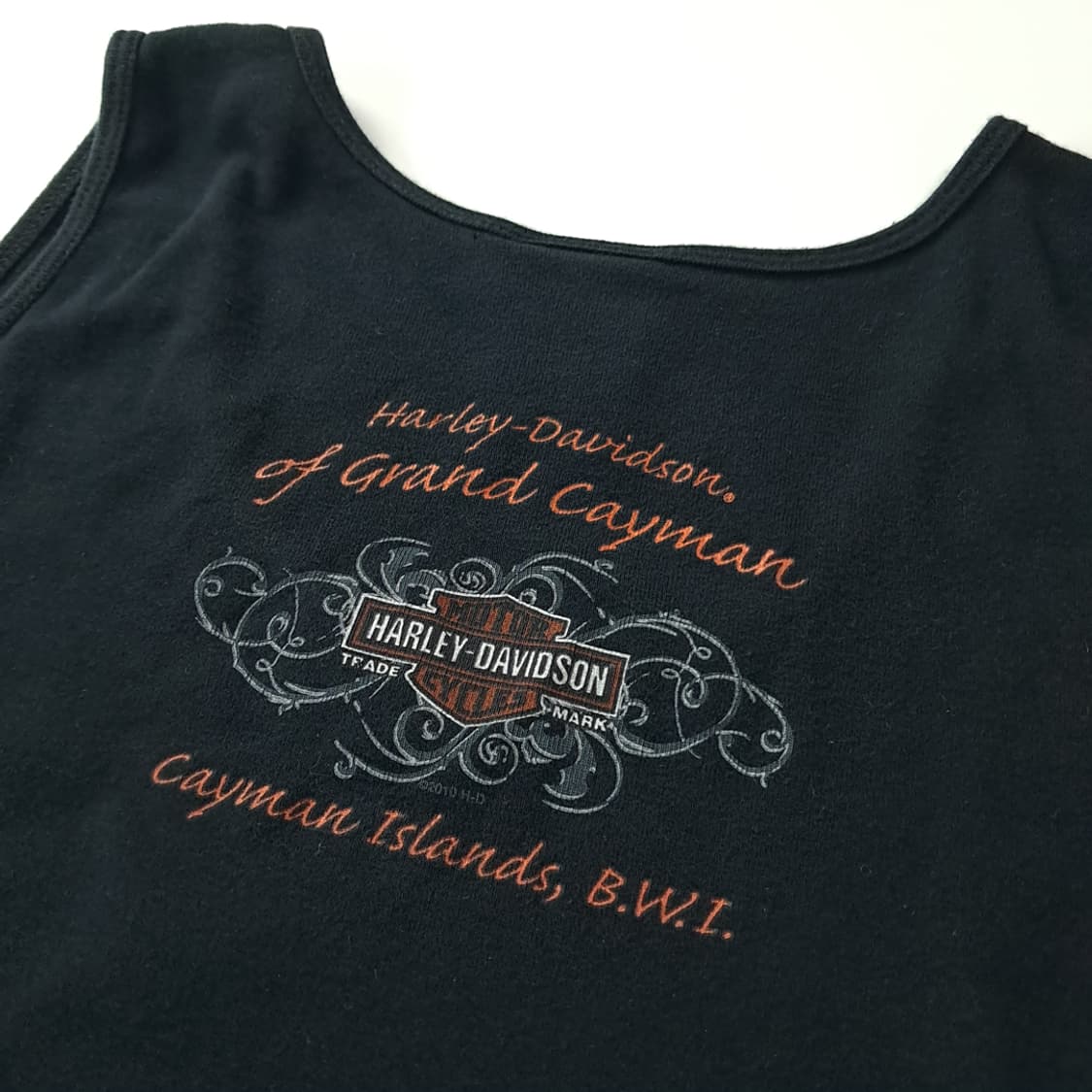 CK232 XL 할리데이비슨 00s 미국판 스컬 블랙 슬리브리스 티셔츠 상품이미지6