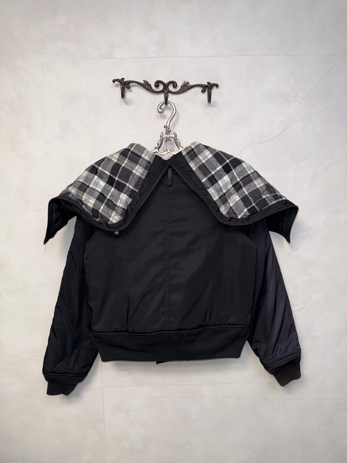 DIESEL black check hood flight bomber 상품이미지4