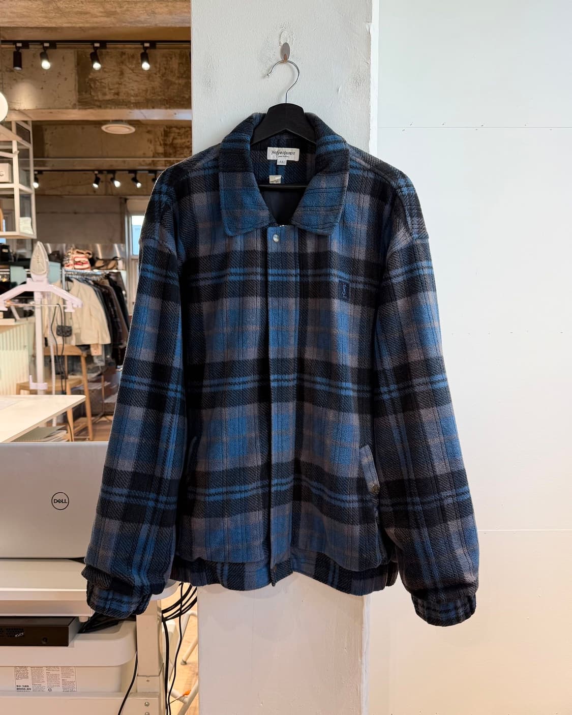 입생로랑 블루 90s 체크 플리스 자켓  상품이미지2