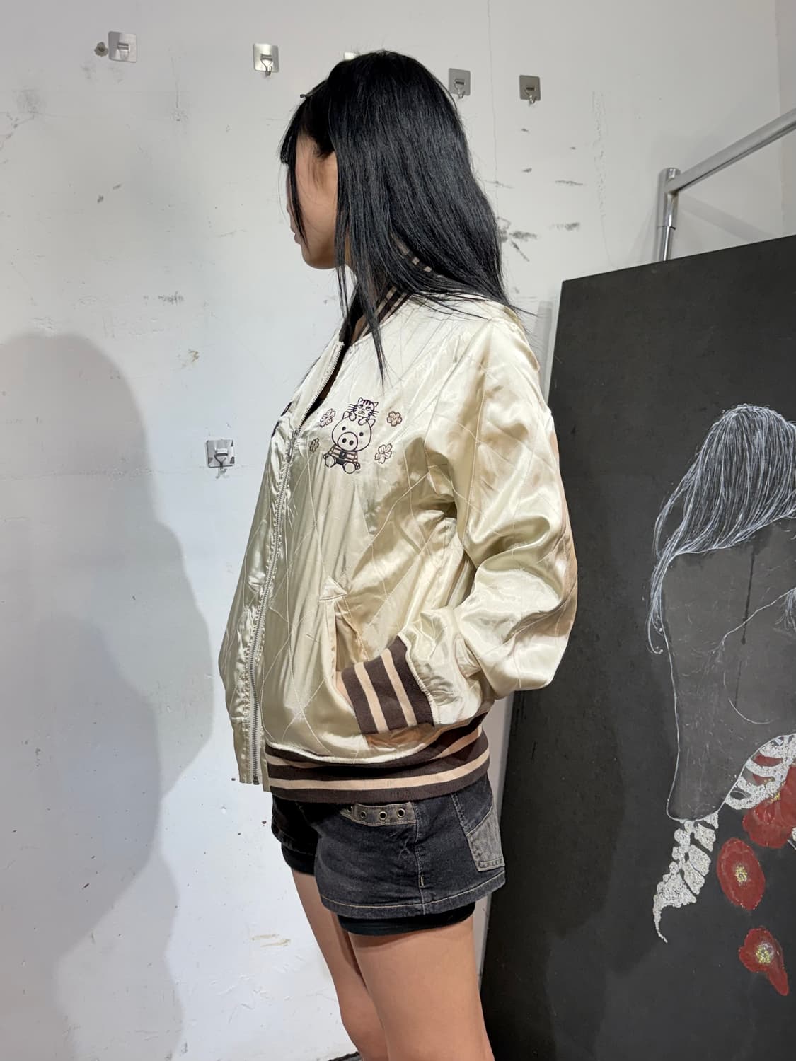 JPN 드럭스토어 일본빈티지 수니베어 스카잔 새틴 오리엔탈 스카쟌 상품이미지6