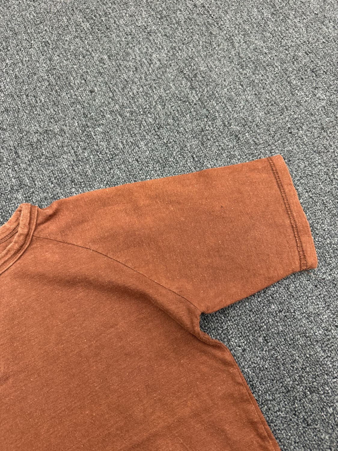 M)Japanese vintage 브라운 헨리넥 반팔 상품이미지3