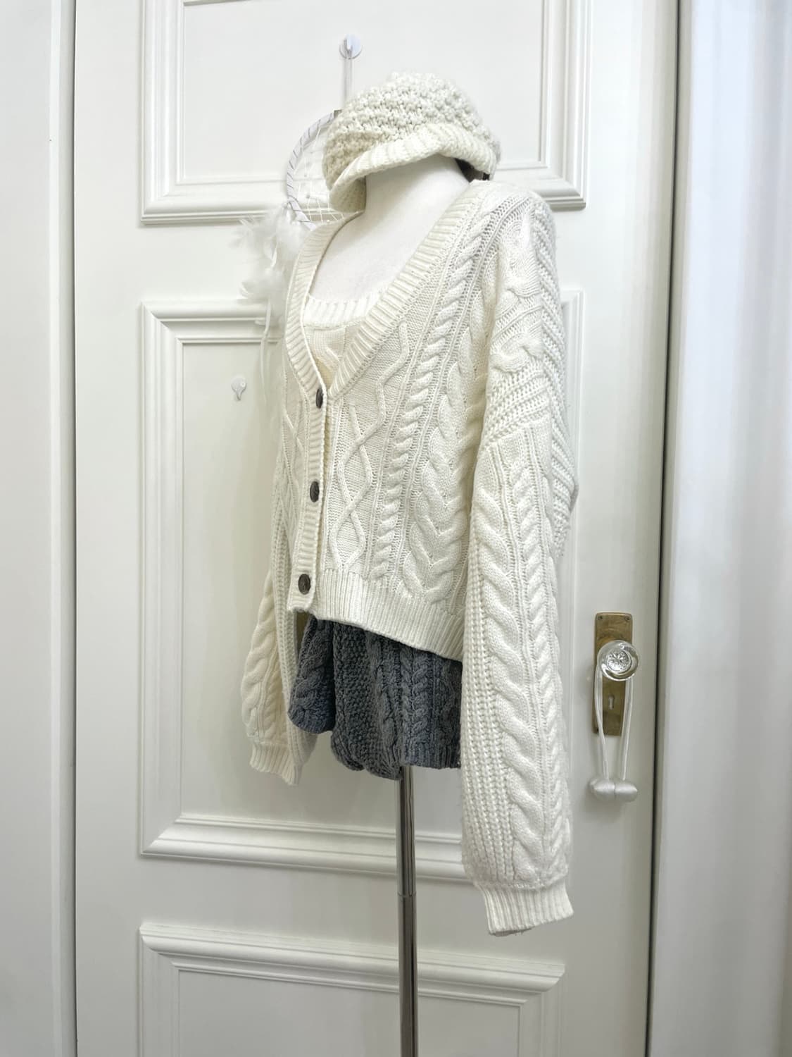 ivory crochet cute cap 상품이미지3