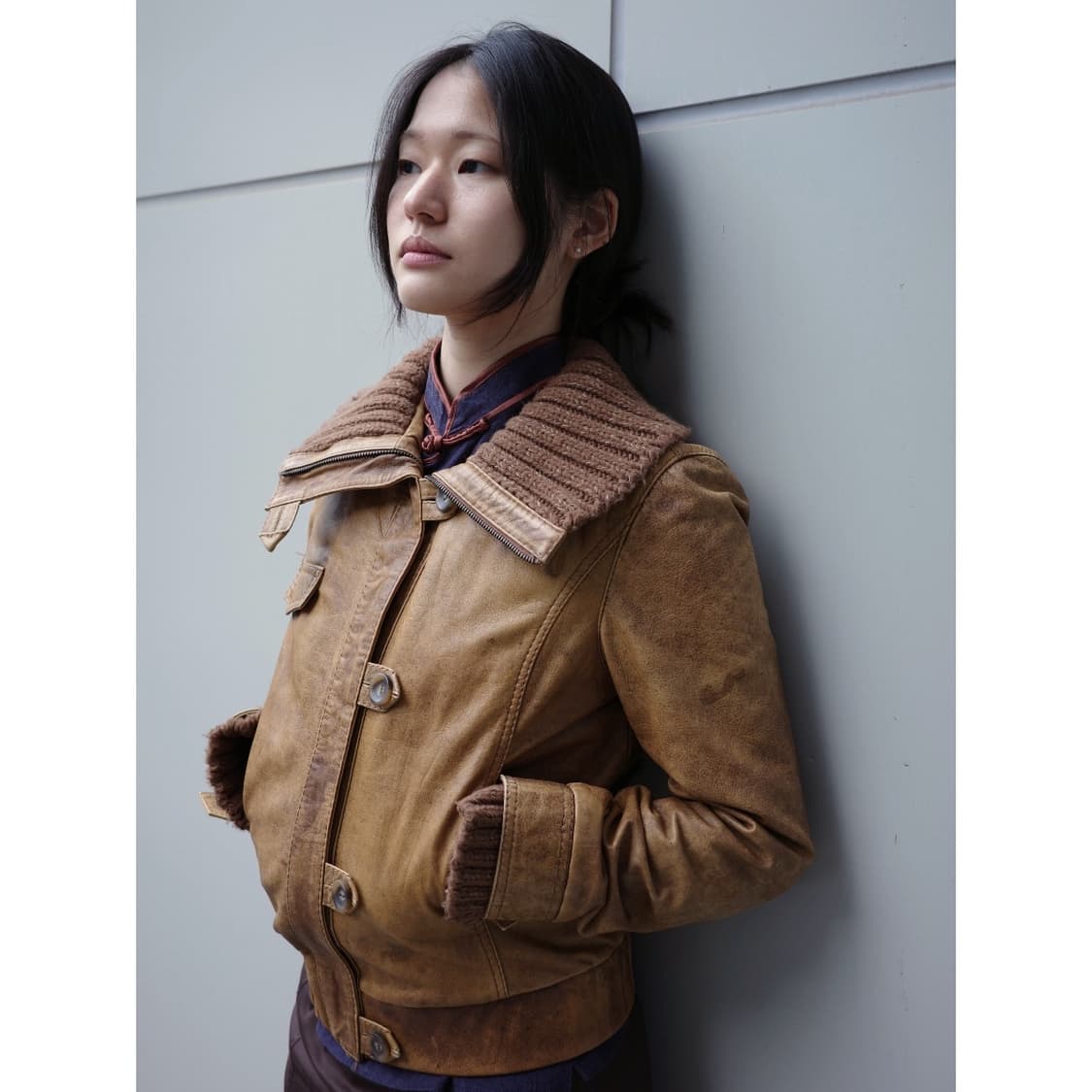 빈티지 브라운 리얼 레더 가죽 자켓 상품이미지1