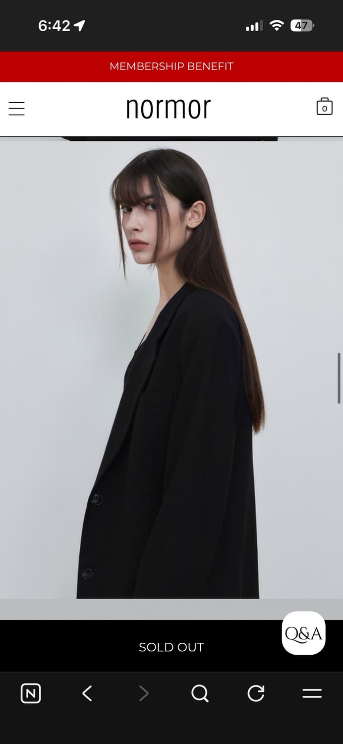 노머 normor 투버튼 자켓 블레이저 하프 코트 정장 수트 블랙 검정 상품이미지4