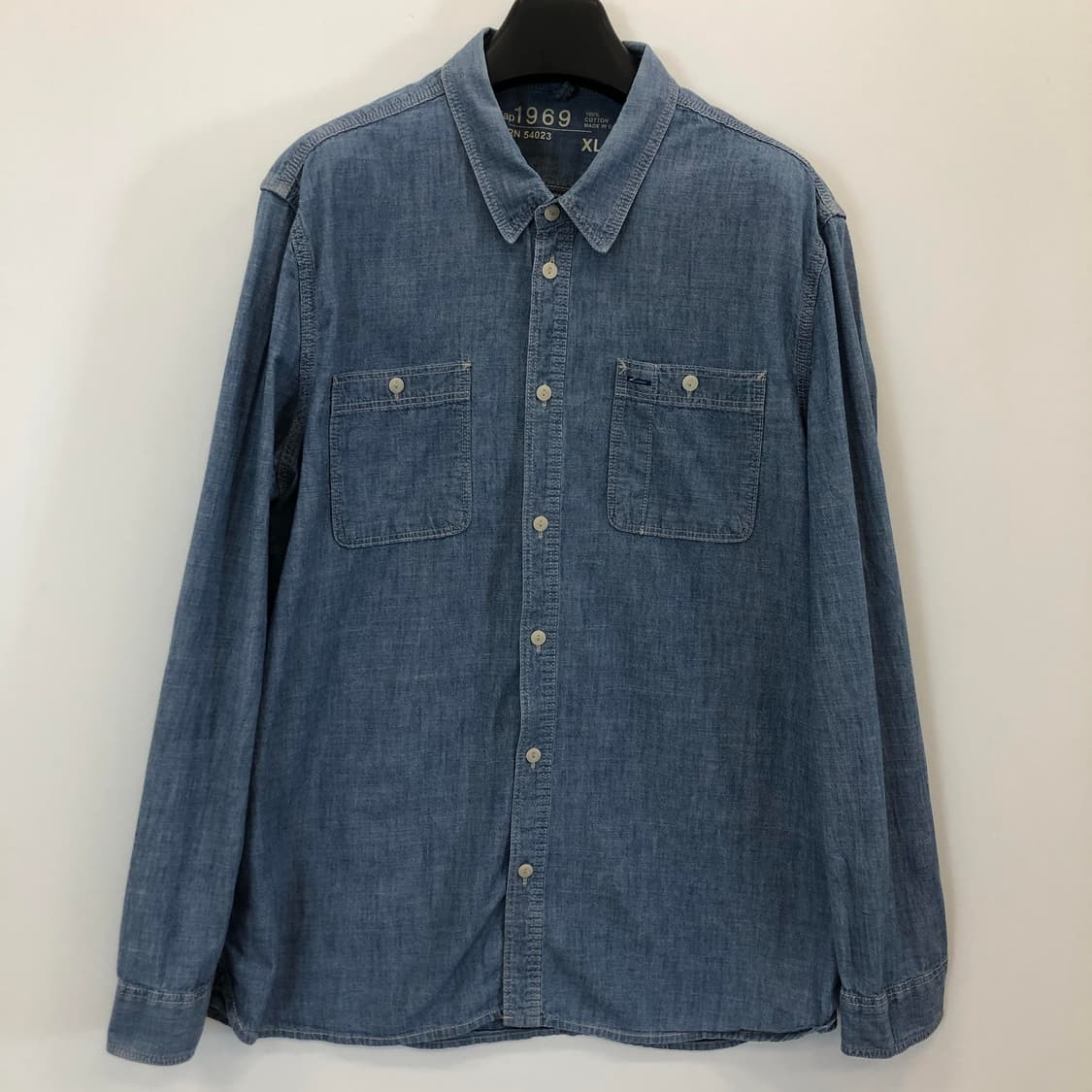 GAP 샴브레이 아이코닉 워크셔츠 XL 상품이미지1