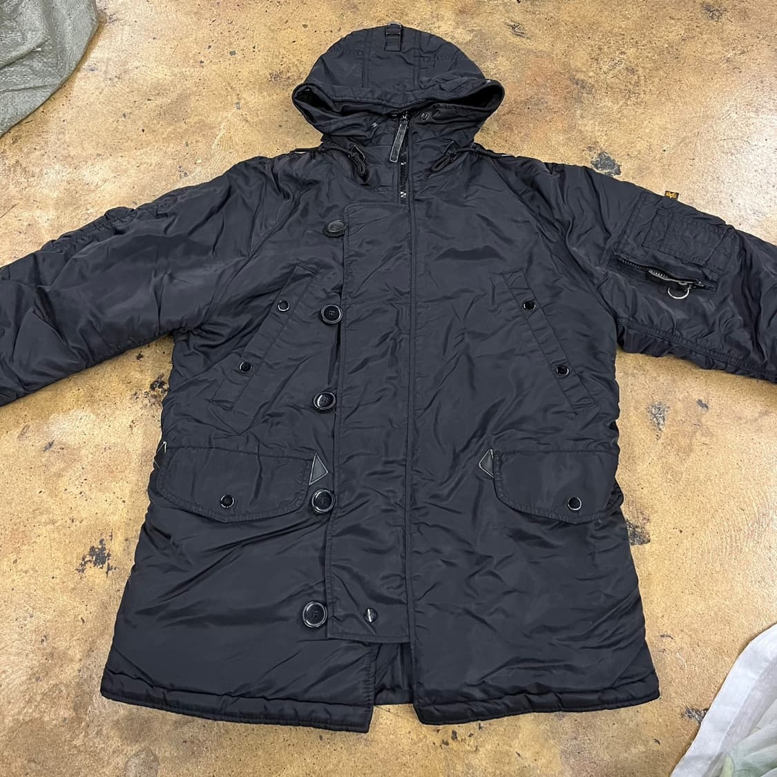 [정품] 알파인더스트리 블랙 후드 패딩 자켓 b15 상품이미지3