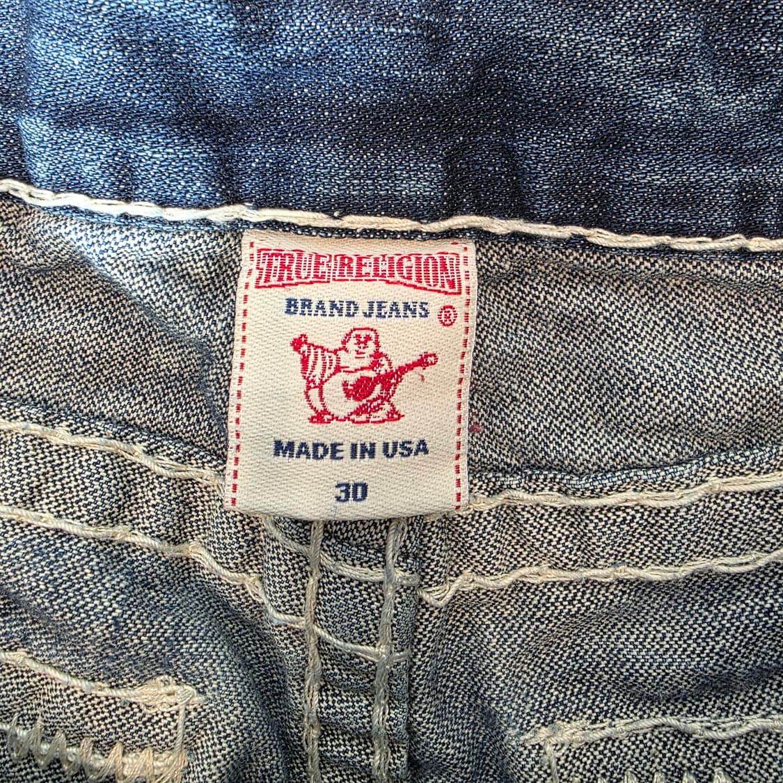 [30]트루릴리전 Y2K USA 화이트 스티치 부츠컷 데님팬츠 상품이미지4