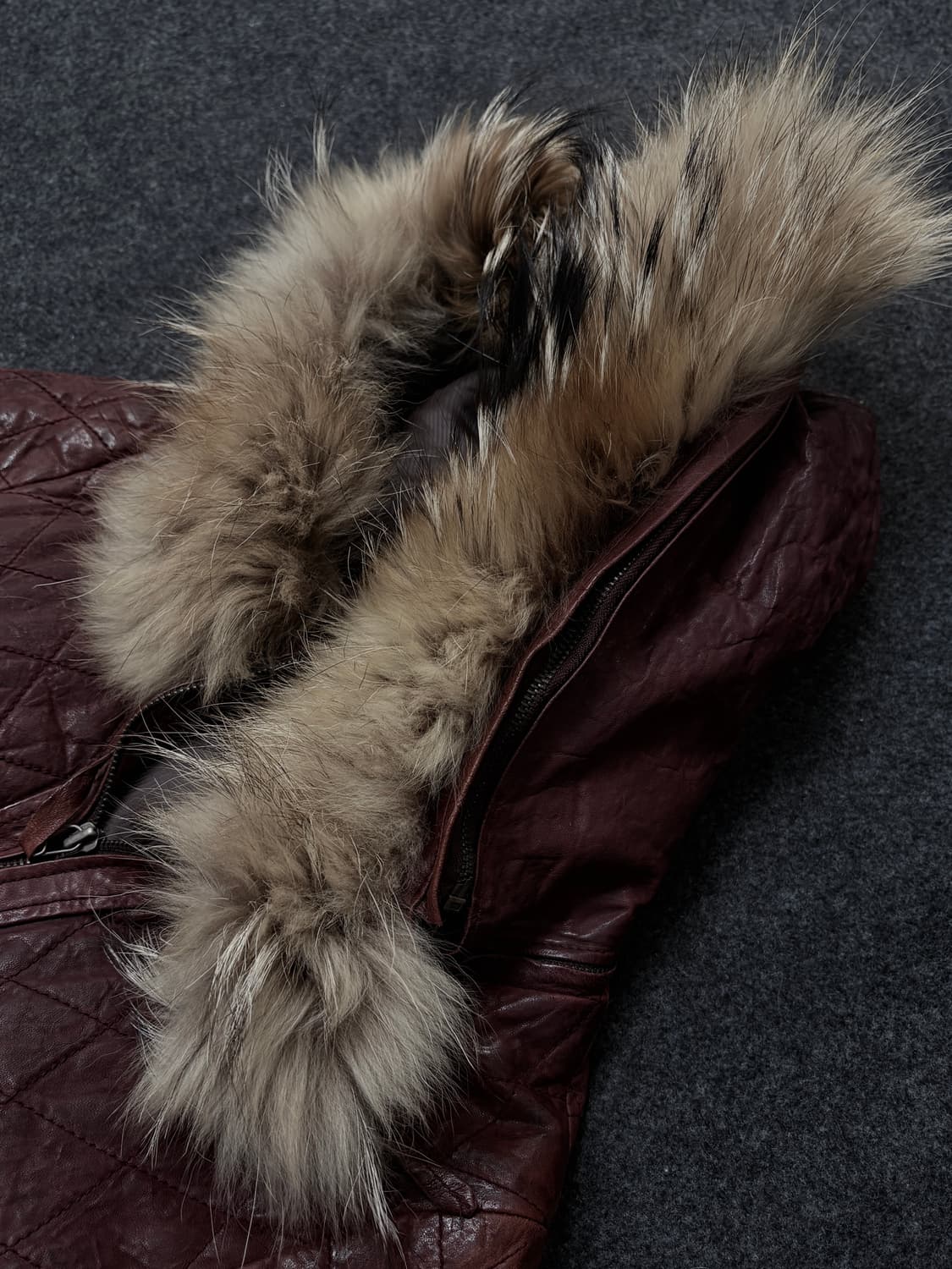 Vintage V-kei 00's punk fur hood leather 상품이미지3