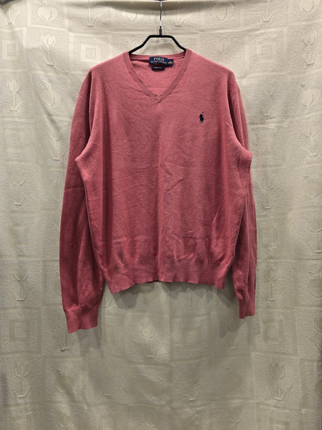 폴로 랄프로렌 남여공용 핑크 브이넥 티셔츠 S~M 상품이미지1