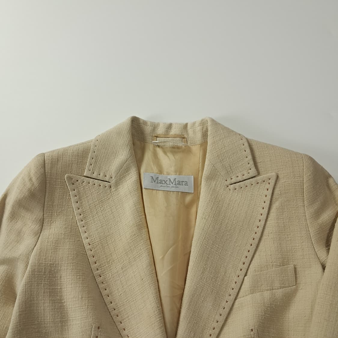 CK389 S 막스마라 90s 이태리판 실크 베이지 스티치 자켓 상품이미지2