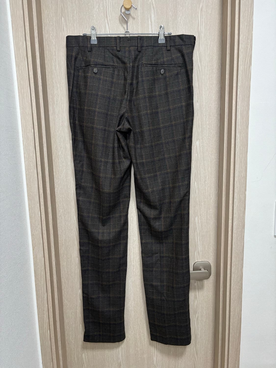 새상품)맨온더분 REDA 플란넬 체크 울팬츠50(34")/다크브라운 상품이미지3